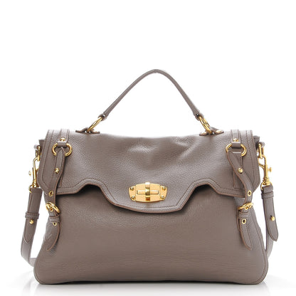 Miu Miu Cervo Front Buckle Satchel Taupe 1 of 8