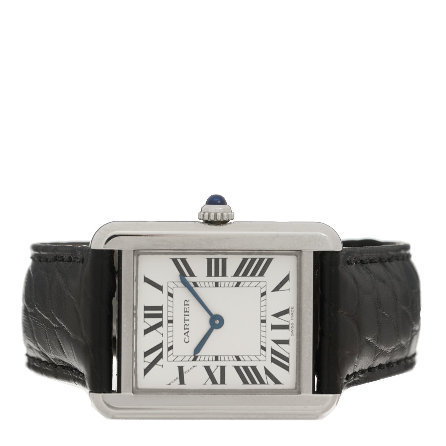 Cartier Stainless Steel Alligator 24mm Tank Solo Quartz Watch 2 of 5