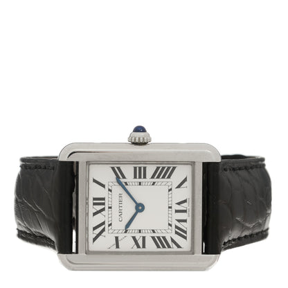 Cartier Stainless Steel Alligator 24mm Tank Solo Quartz Watch 2 of 5