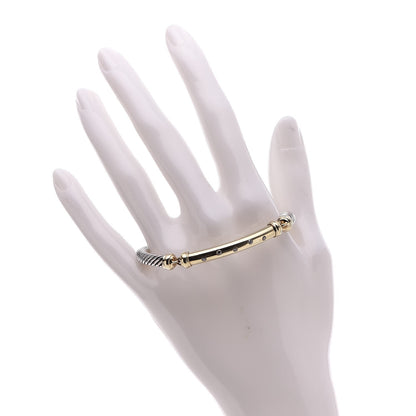 David Yurman Sterling Silver 14K Yellow Gold Diamond 5mm Metro Cable Bracelet 2 of 6