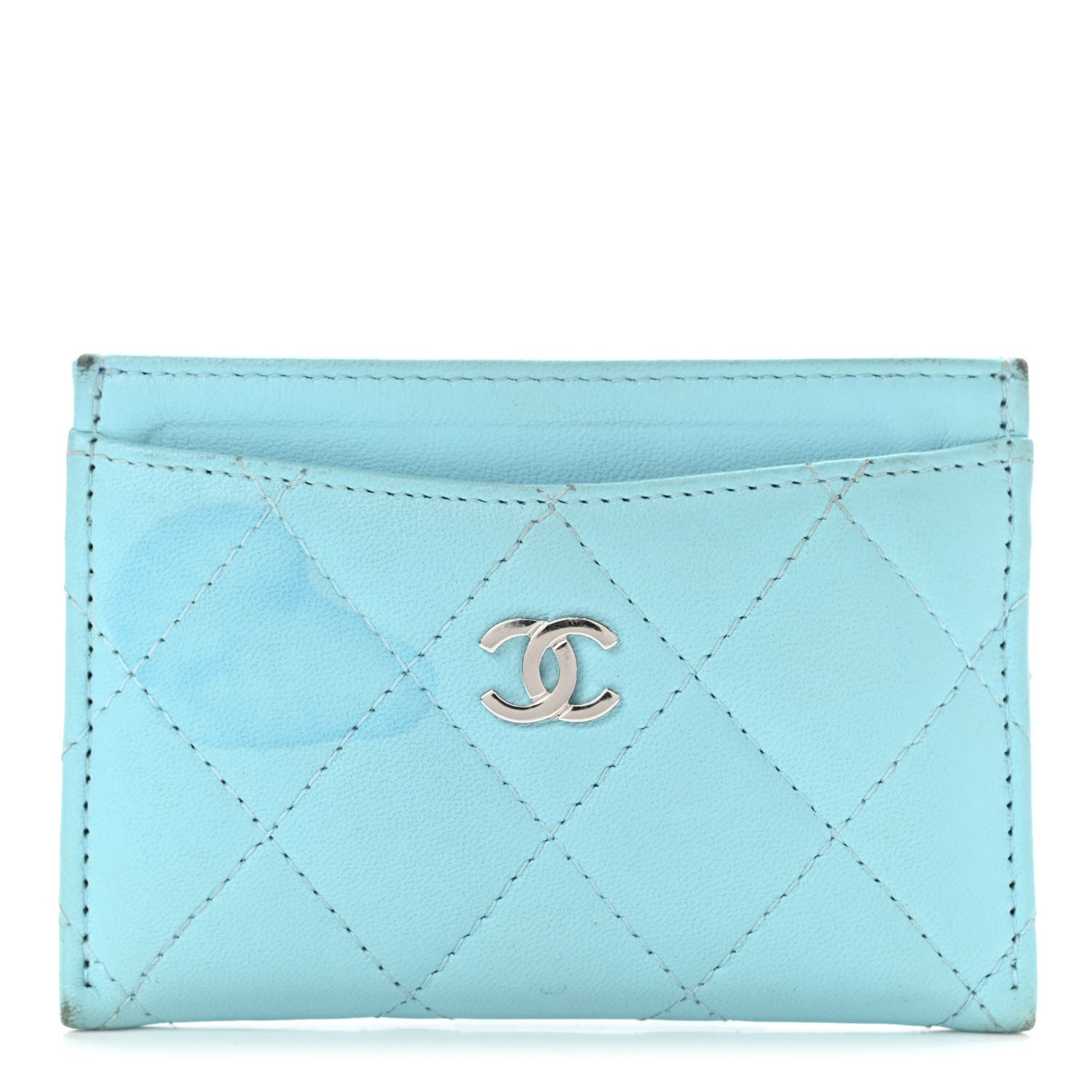 Chanel Lambskin Quilted Card Holder Light Blue 1 of 8