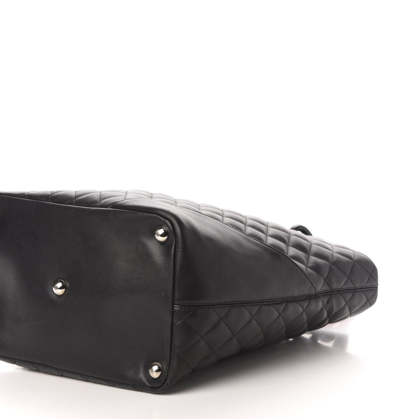Calfskin Quilted Large Cambon Tote Black White