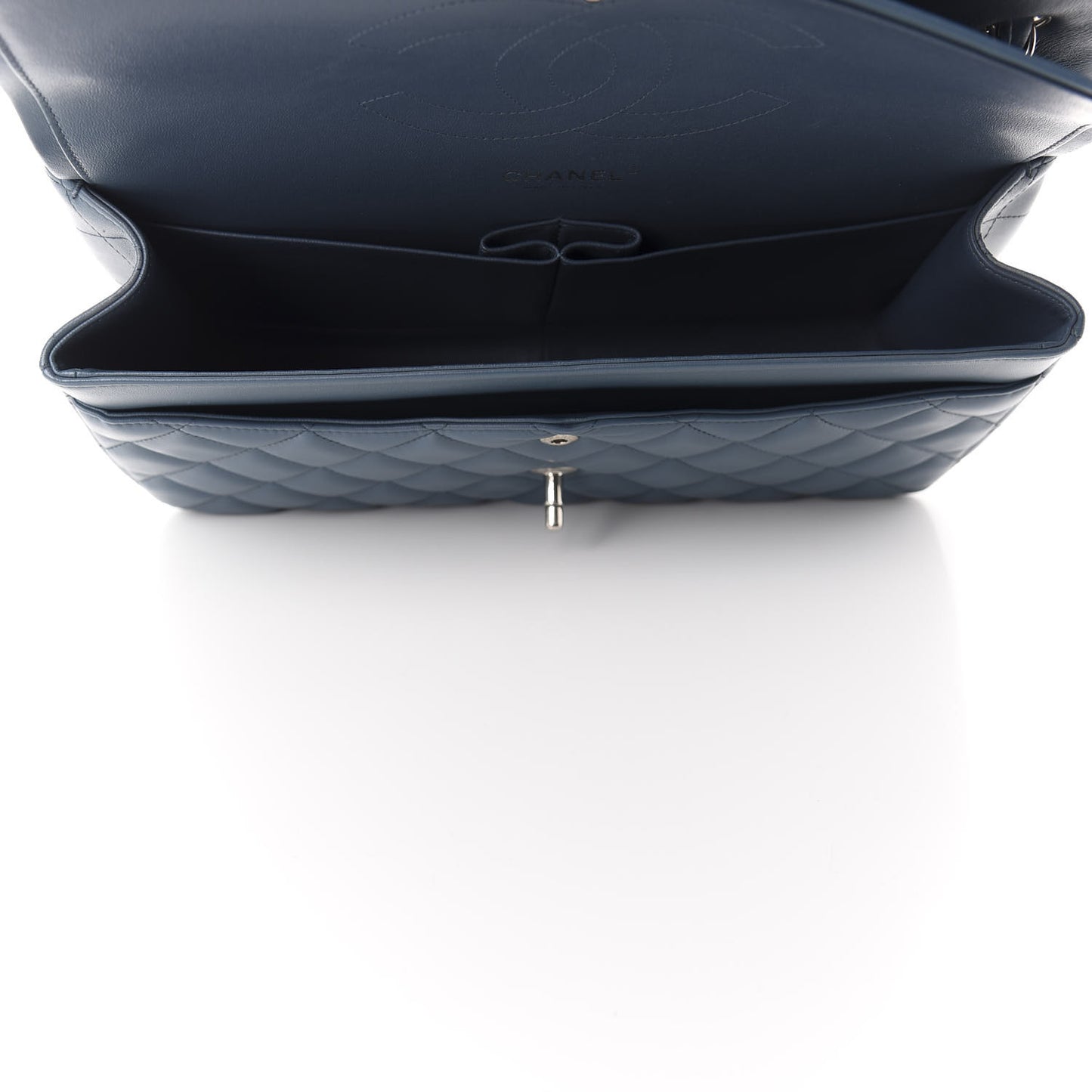 Lambskin Quilted Jumbo Double Flap Light Blue