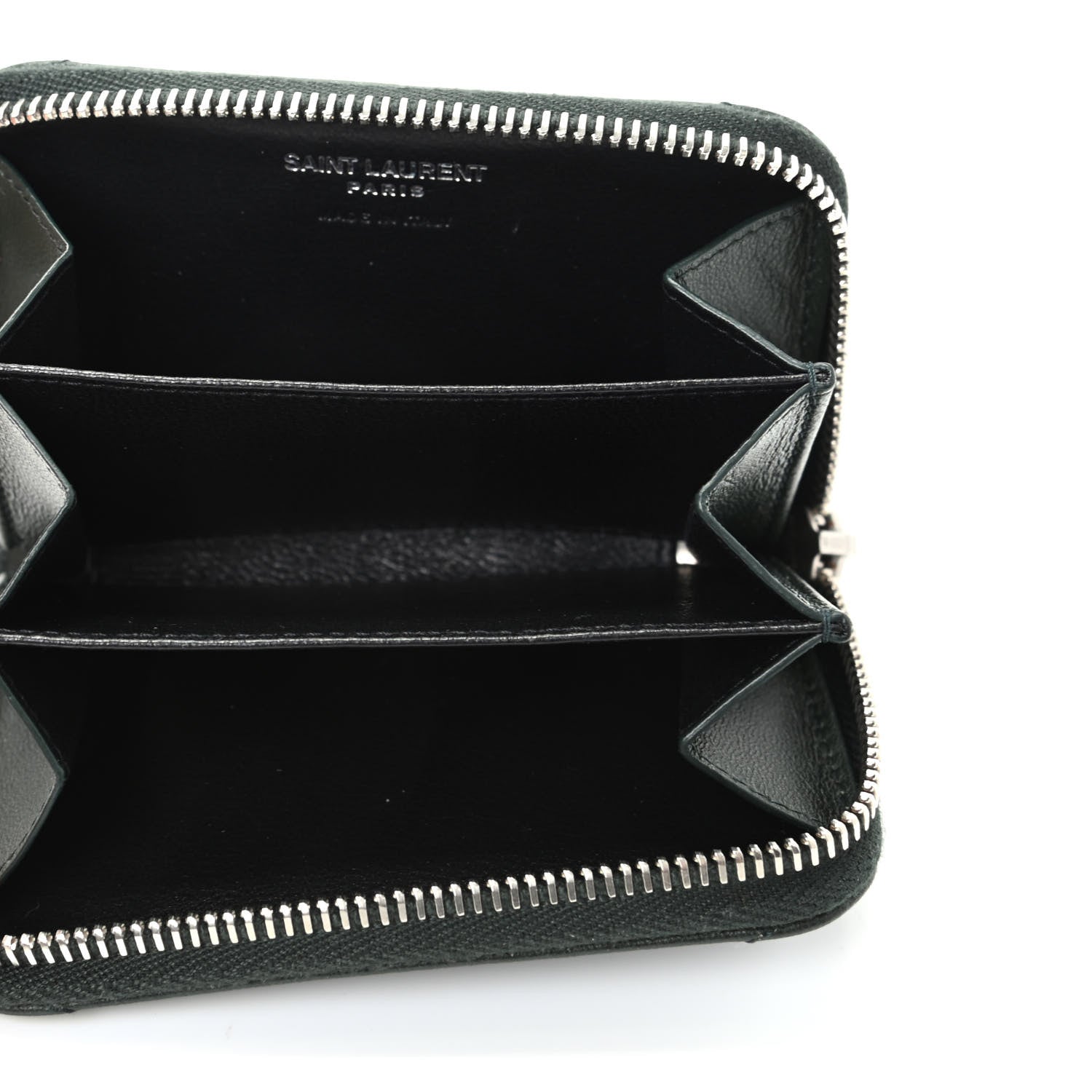 Saint Laurent Lambskin Y Quilted Monogram LouLou Zip Coin Purse New Vert Fonce 5 of 7