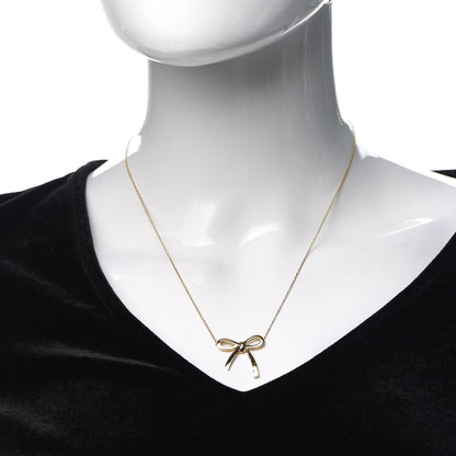 Tiffany 18K Yellow Gold Medium Bow Pendant Necklace 2 of 5