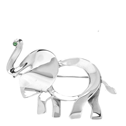 Tiffany Sterling Silver Tsavorite Save the Wild Elephant Brooch 1 of 4