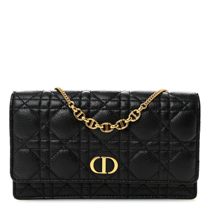 Christian Dior Supple Calfskin Caro Pouch with Chain Black 1 of 9