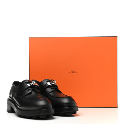 Hermes Glossed Calfskin First Oxford 37.5 Black 9 of 9