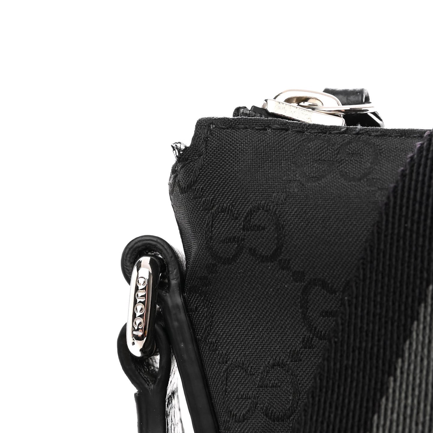 Nylon Monogram Medium Flat Messenger Bag Black