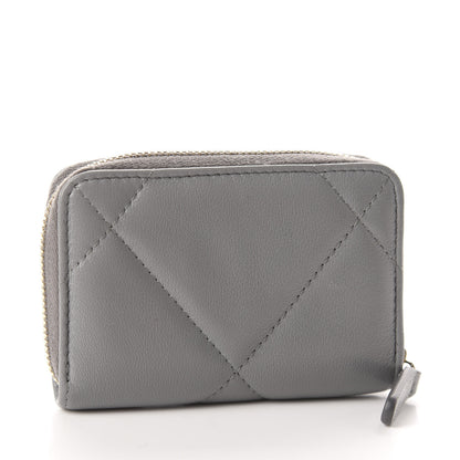 Chanel Goatskin Quilted 19 Zip Around Coin Purse Wallet Gray 3 of 7