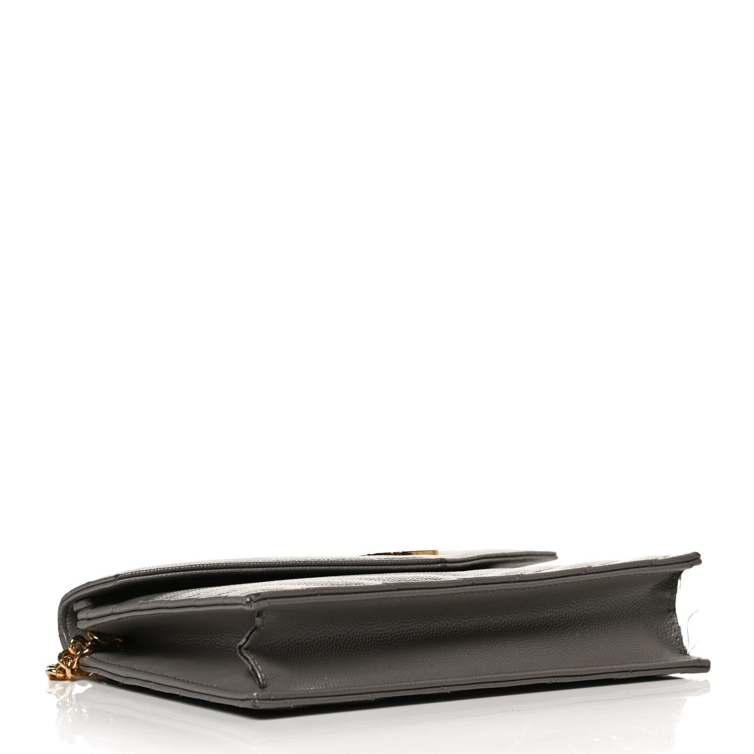 Saint Laurent Grain De Poudre Matelasse Chevron Monogram Envelope Chain Wallet Earth 4 of 15