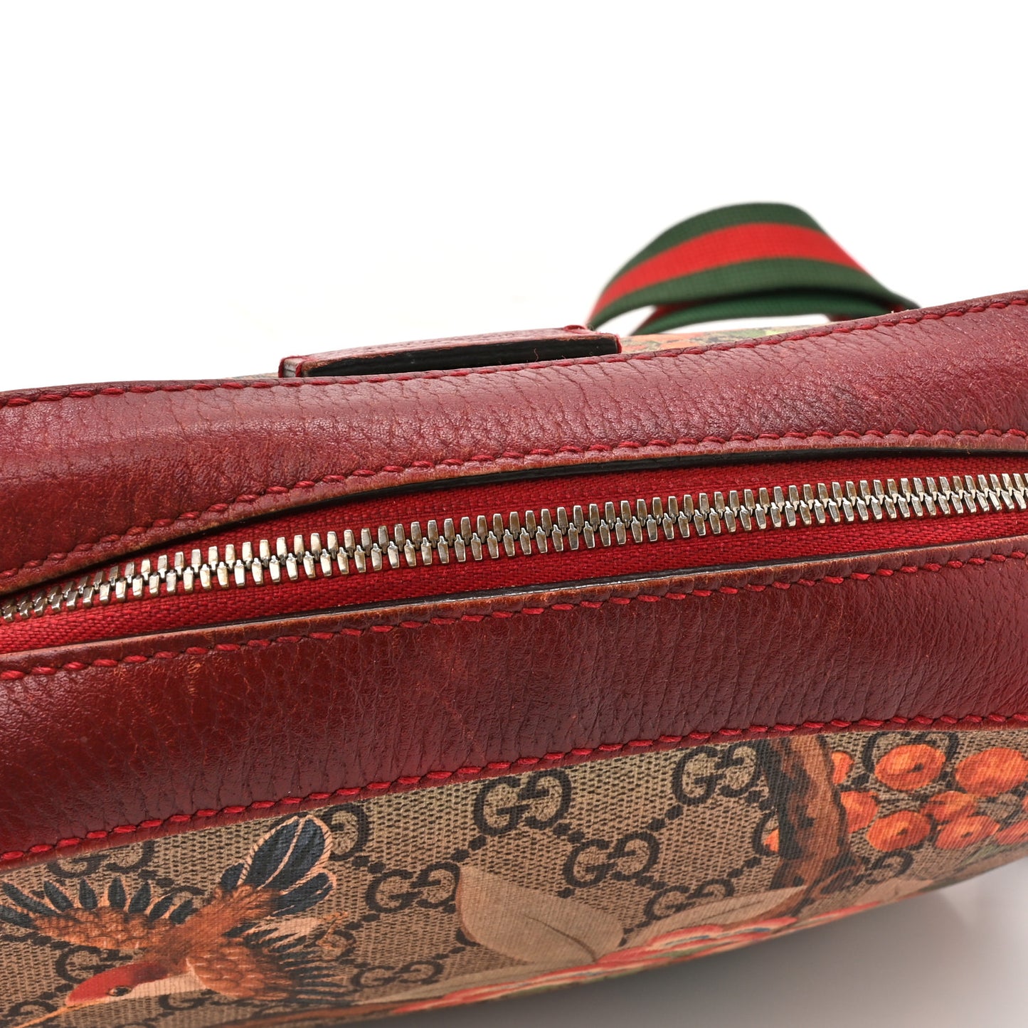 GG Supreme Monogram Tian Web Camera Bag Beige Multicolor Red