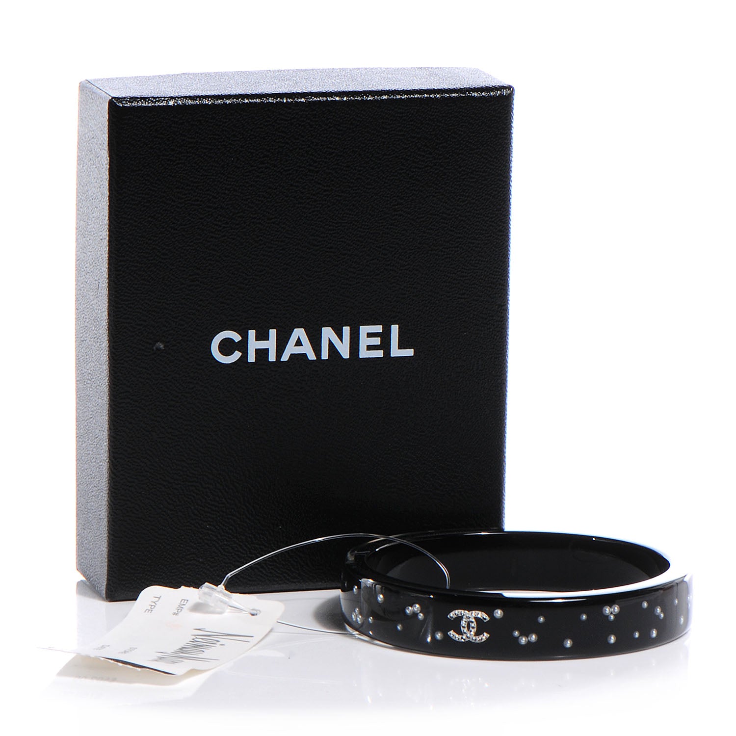 Chanel Resin Crystal CC Bangle Black 5 of 5