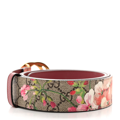 Gucci GG Supreme Monogram Blooms Moon Calfskin Interlocking G 37mm Belt 105 42 Beige Ebony Multicolor Dry Rose 2 of 5