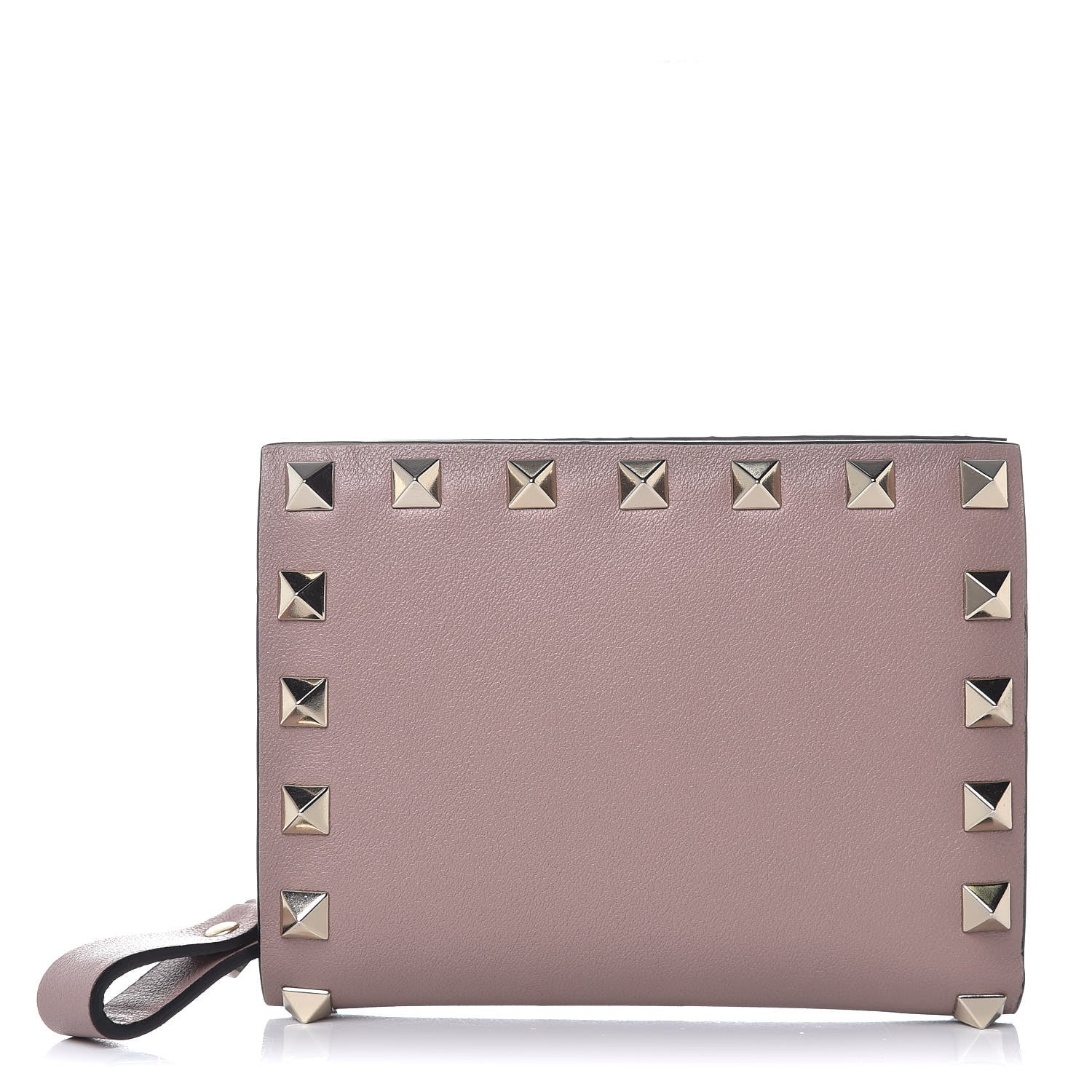 Valentino Garavani Calfskin Rockstud Compact Bi-Fold Wallet Poudre 1 of 8