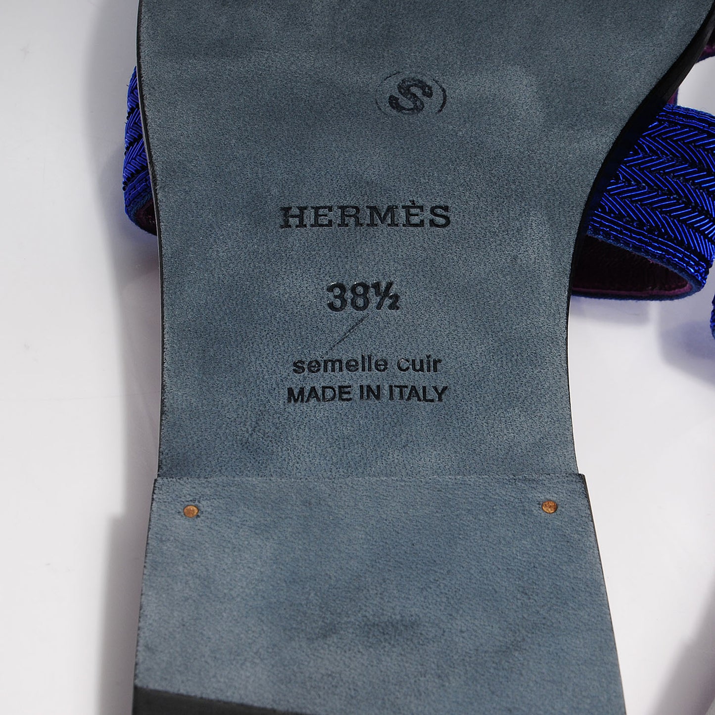 Herringbone Dabka Oran Sandals 38.5 Bleu