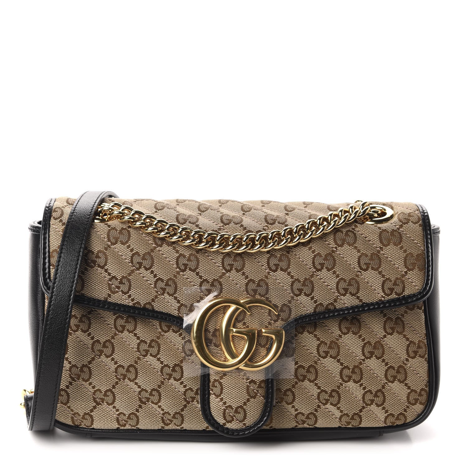 Gucci Monogram Matelasse Diagonal Small GG Marmont Shoulder Bag Beige Black 1 of 10