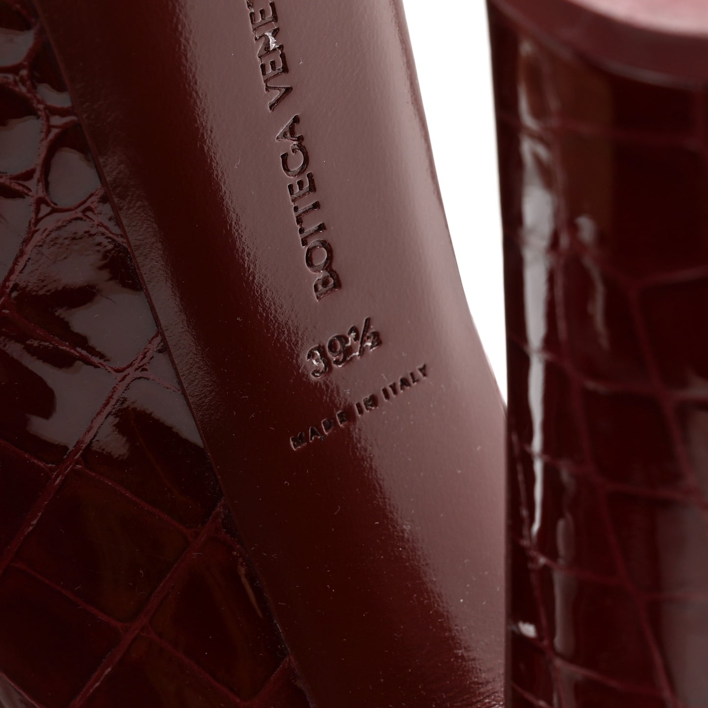 Glossy Calfskin Crocodile Embossed Mostra Mary Jane 120 MM Pumps 39.5 Merlot