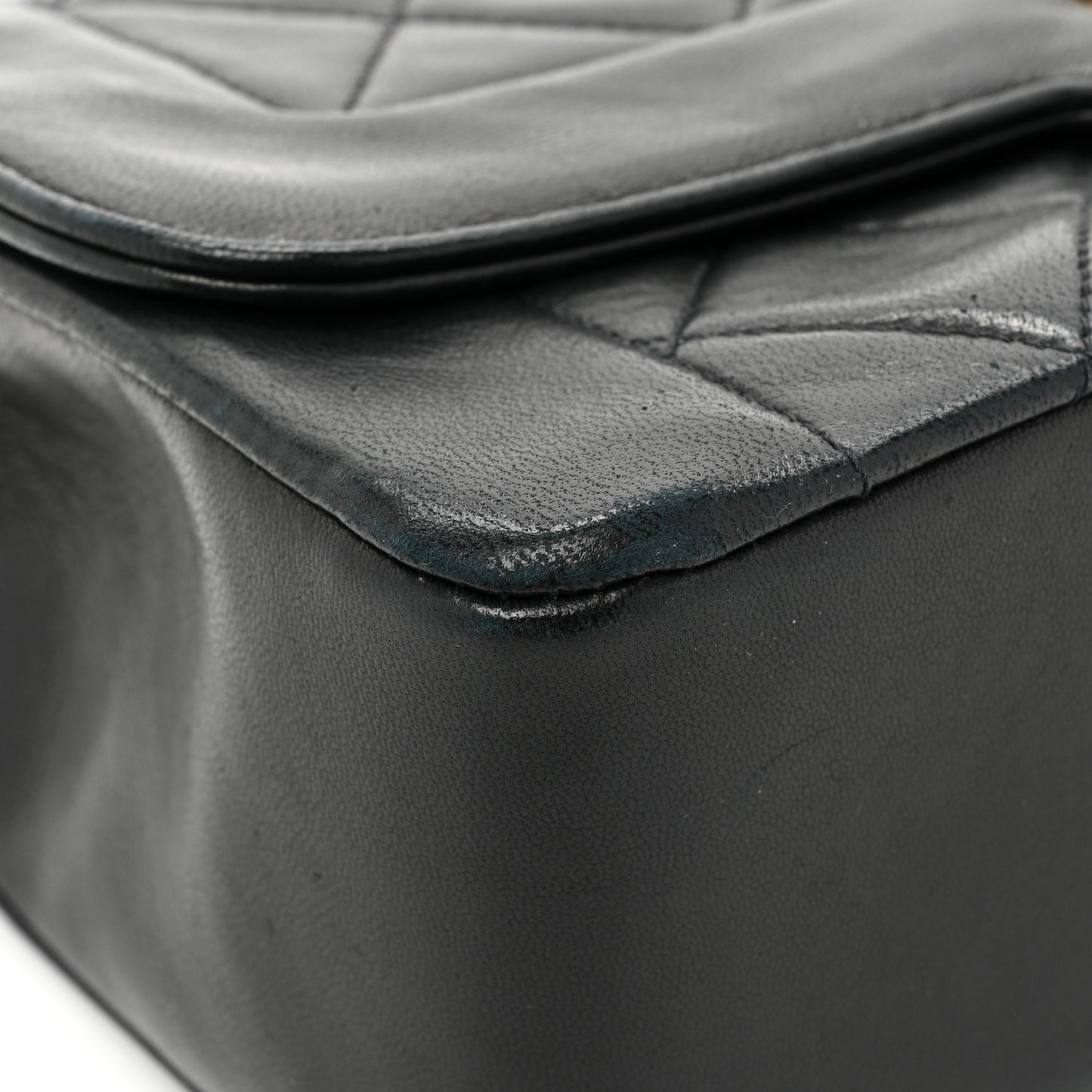 Lambskin Quilted Small Single Flap Black