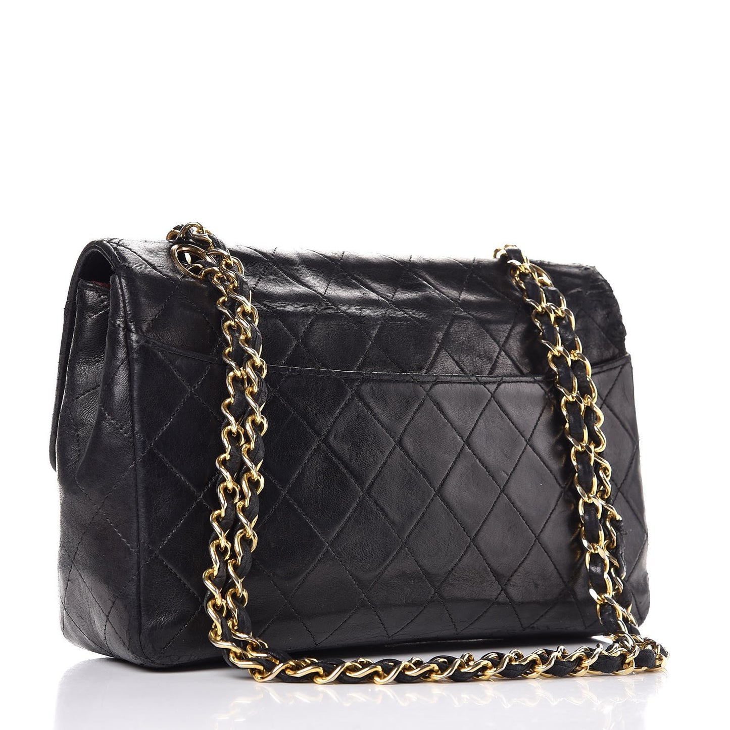 Lambskin Quilted Medium Single Flap Black