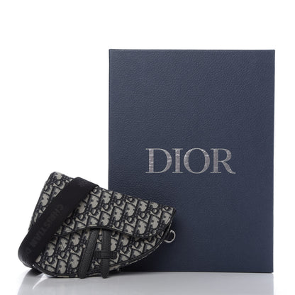Christian Dior Oblique Mens Mini Saddle Bag Blue 10 of 10