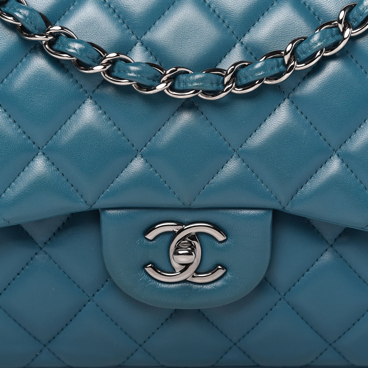 Chanel Lambskin Quilted Jumbo Double Flap Blue 11 of 12