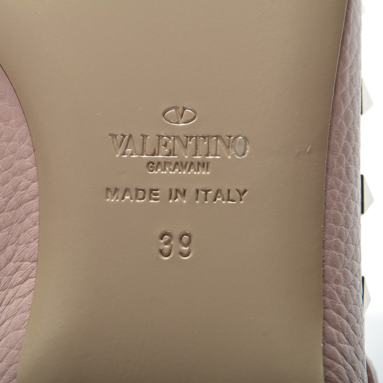 Valentino Garavani Pebbled Calfskin Rockstud Cage Ballerina Flats 39 Poudre 6 of 14