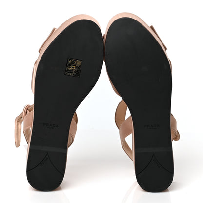 Prada Satin Raso Crisscross Platform 60mm Sandals 37 Nudo 5 of 9