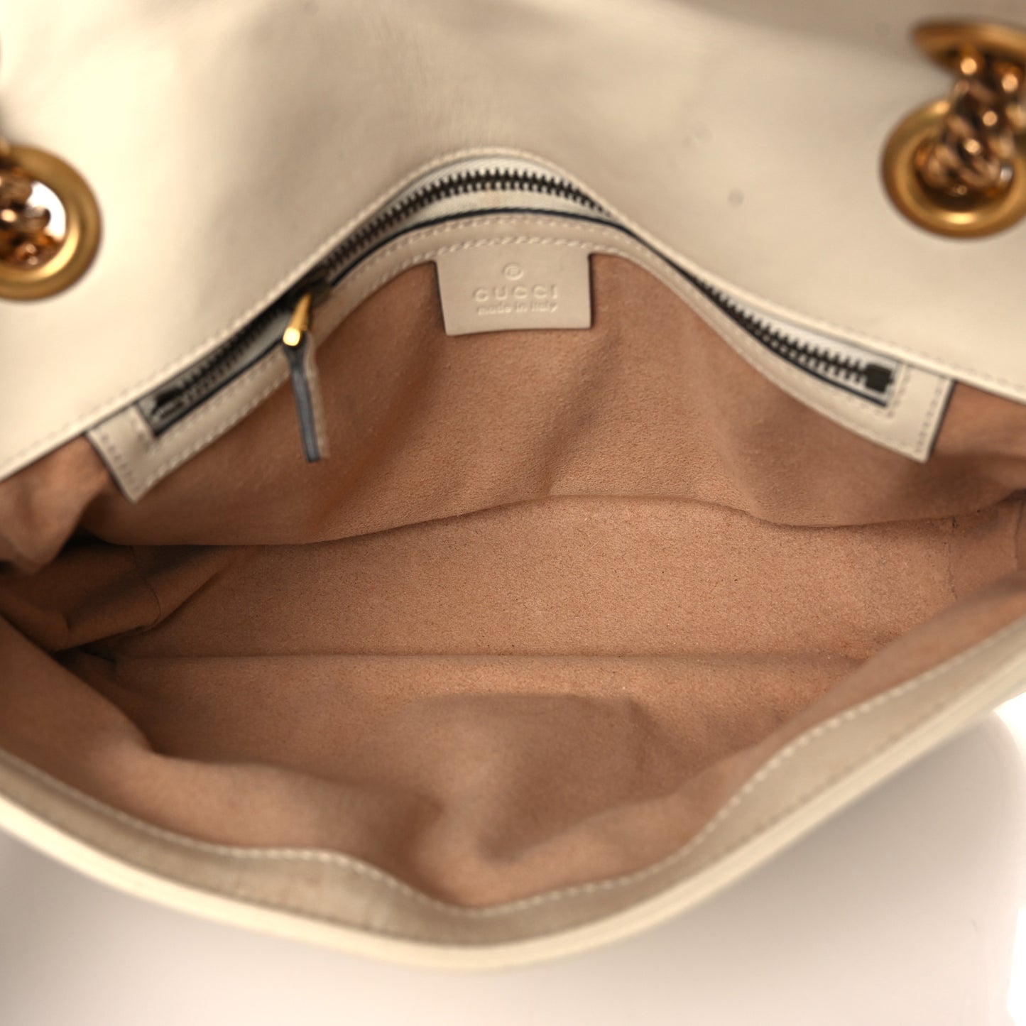 Calfskin Matelasse Small GG Marmont Shoulder Bag White