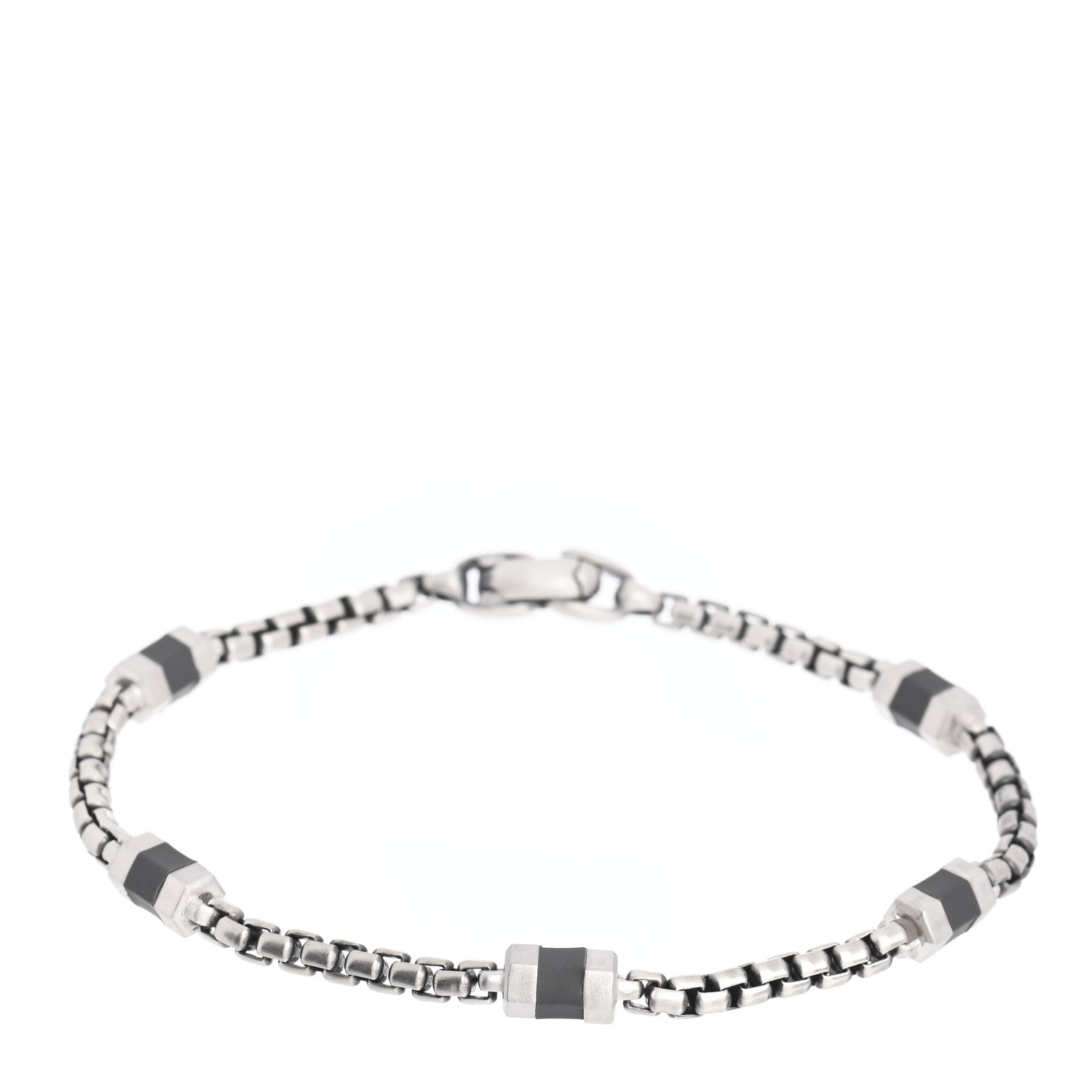 David Yurman Sterling Silver Hex Chain Station Bracelet 1 of 4