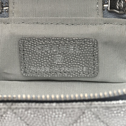 Chanel Metallic Caviar Quilted Mini Top Handle Vanity With Chain Silver 6 of 10