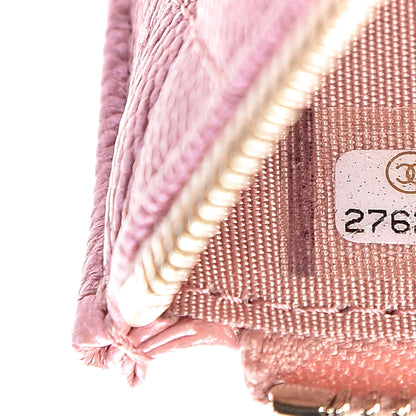 Chanel Iridescent Caviar Quilted Classic Zip Pouch Rose Pink 7 of 8
