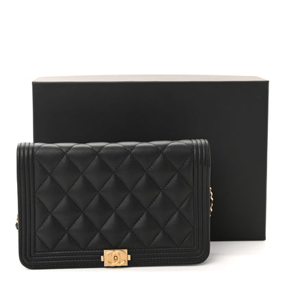 Chanel Caviar Quilted Boy Wallet On Chain WOC Black 12 of 12