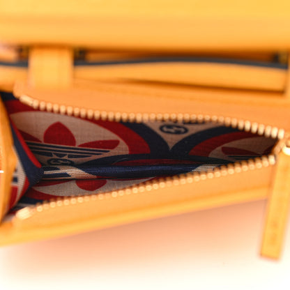 Gucci X ADIDAS Textured Dollar Calfskin Trefoil Horsebit 1955 Card Case Wallet With Strap Crop Black 5 of 11