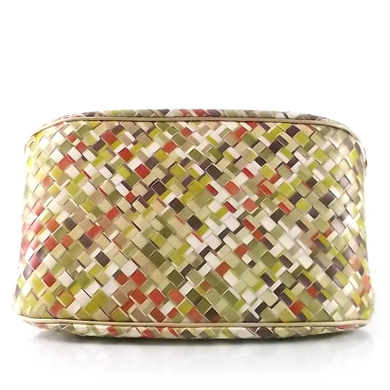 Woven Leather Satchel Multicolor