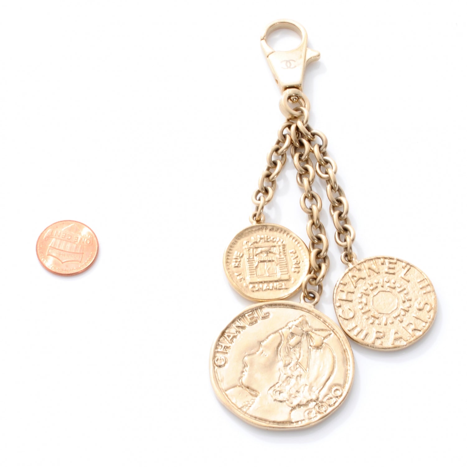Chanel Coco CC Coins Key Chain Light Gold 2 of 5