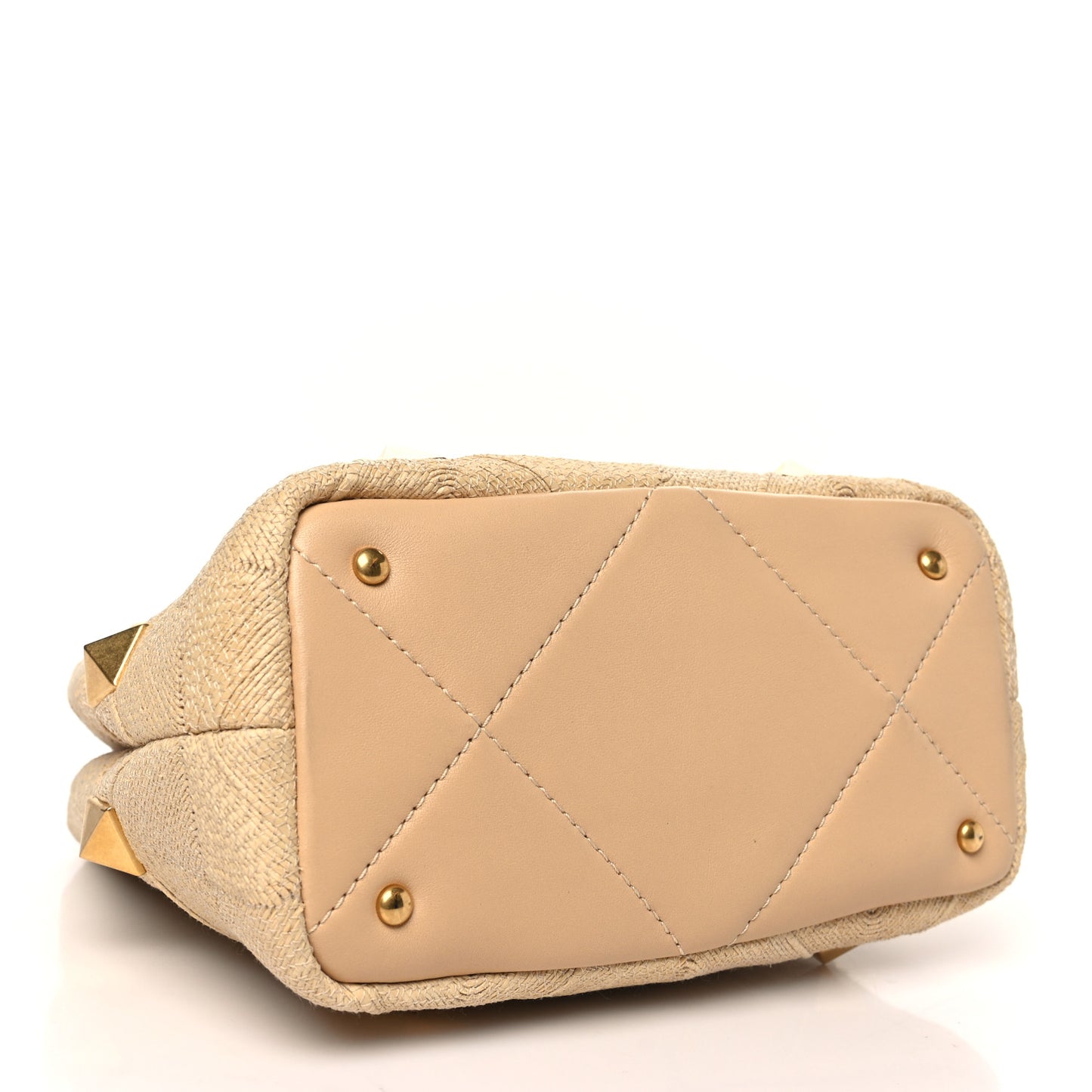 Raffia Small Roman Stud The Handle Bag Natural