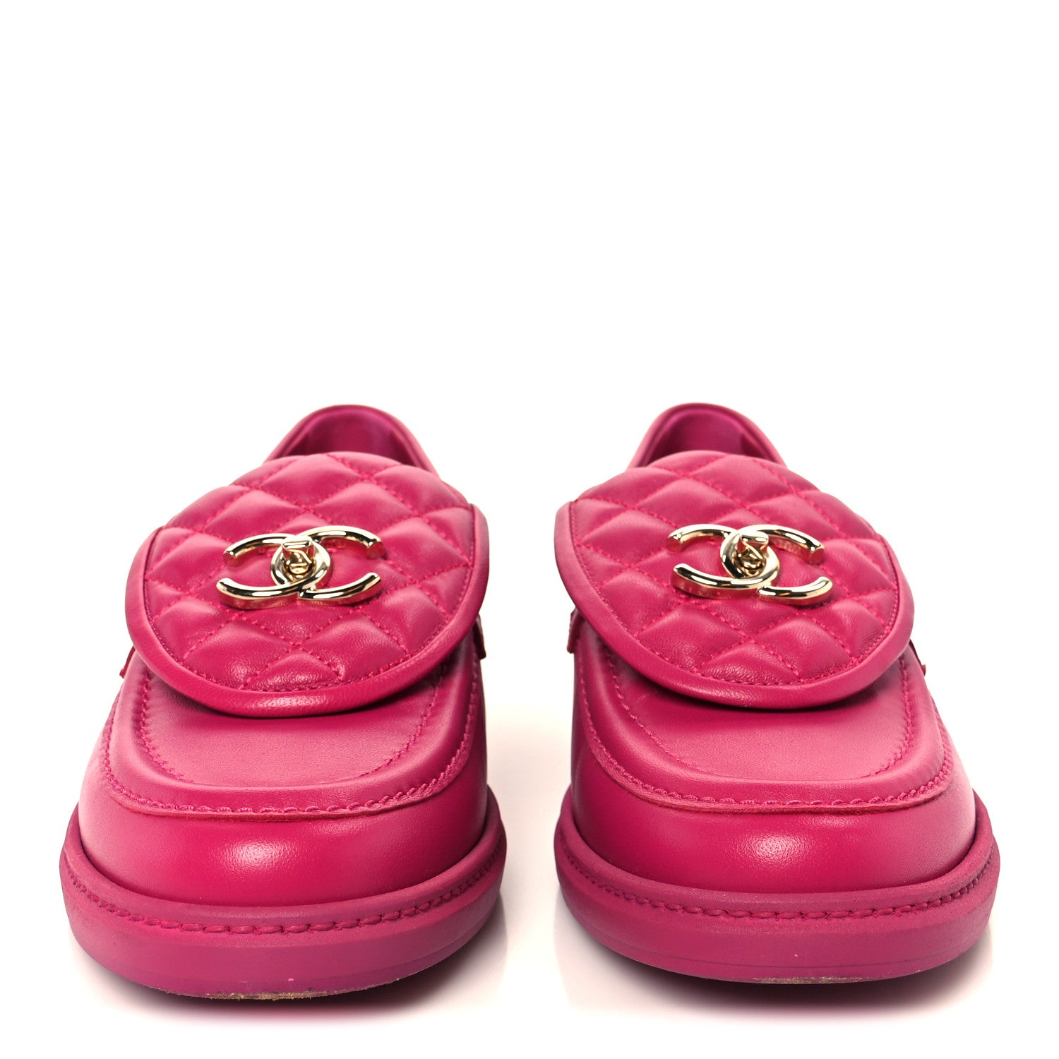 Chanel Lambskin Quilted CC Turnlock Loafers 39.5 Fuchsia 3 of 10