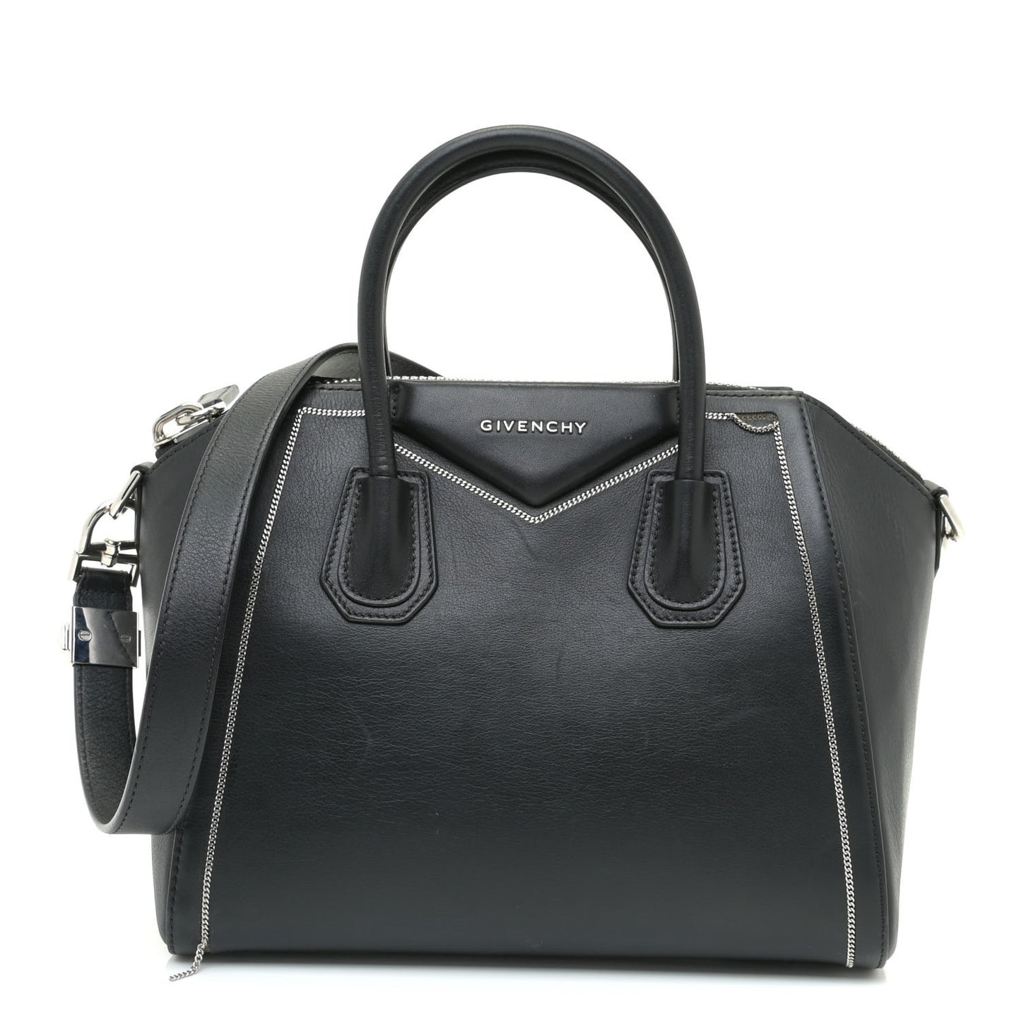 Buffed Calfskin Small Chain Antigona Black