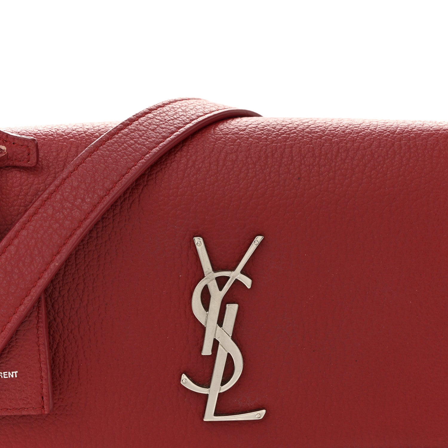 Saint Laurent Grained Calfskin Medium Monogram Sunset Satchel Red 8 of 17
