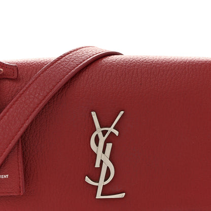 Saint Laurent Grained Calfskin Medium Monogram Sunset Satchel Red 8 of 17