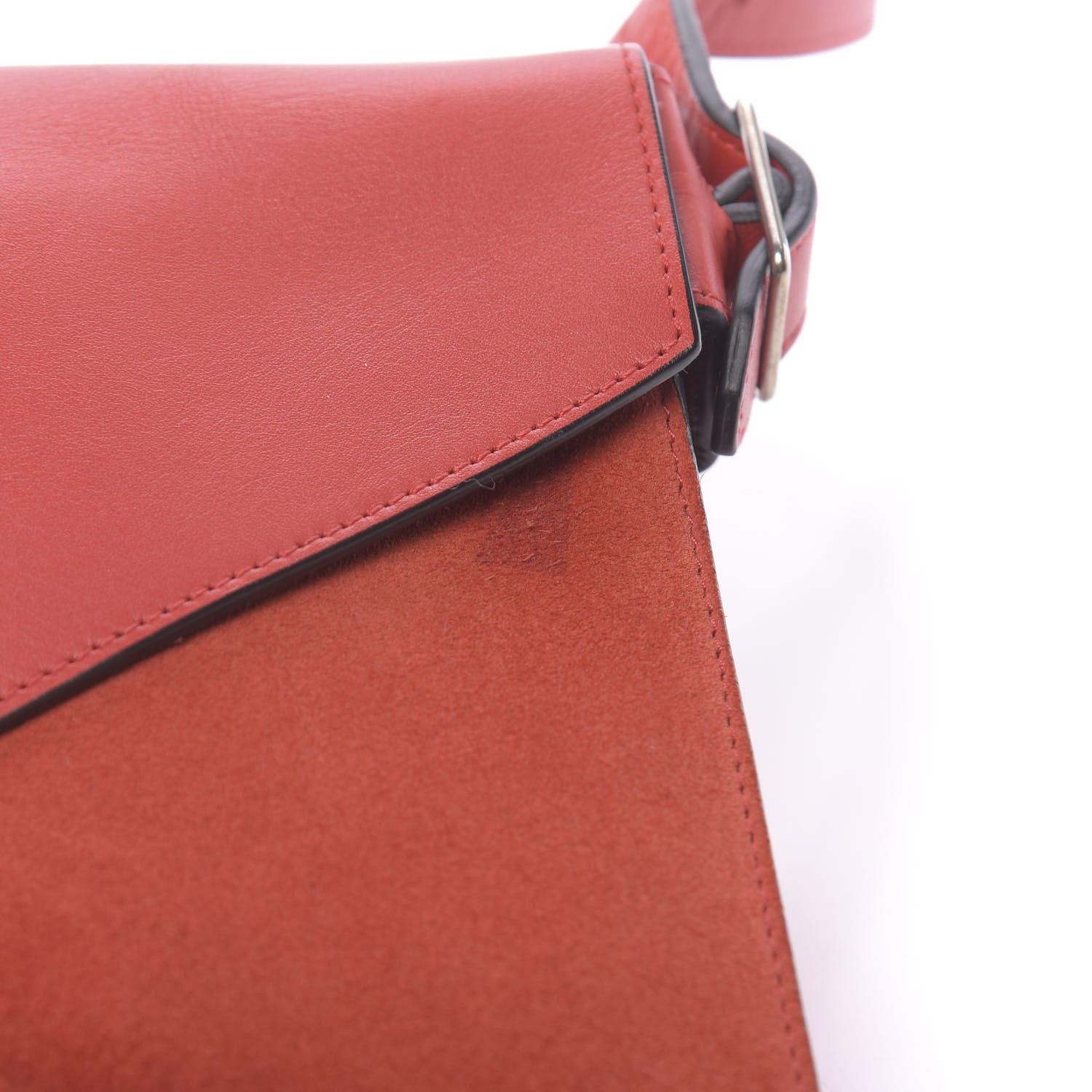Celine Smooth Calfskin Suede Diamond Shoulder Bag Red 11 of 12