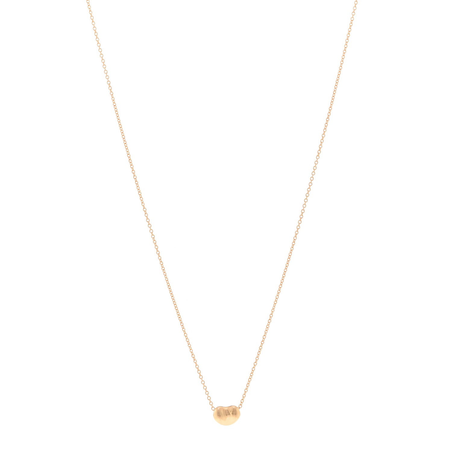 Tiffany 18K Yellow Gold 6.5mm Elsa Peretti Bean Pendant Necklace 1 of 4