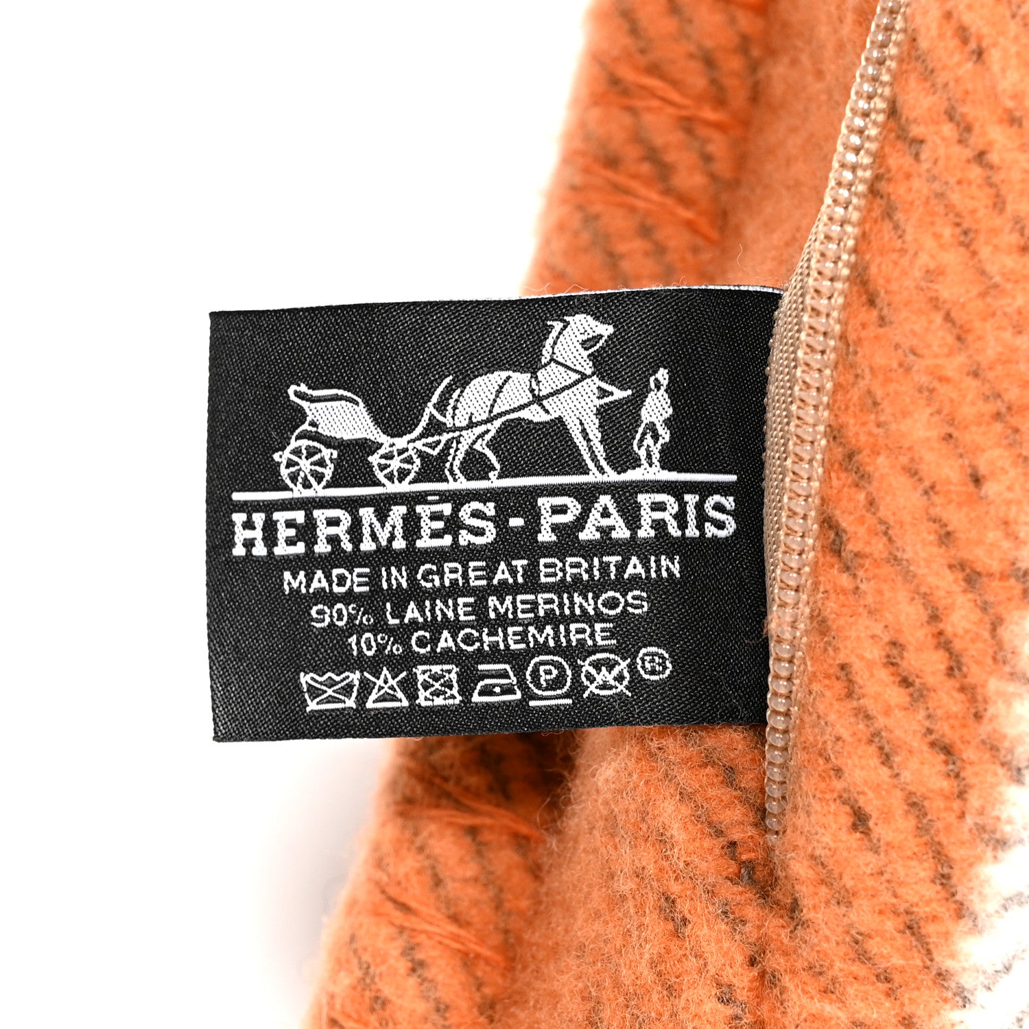 Hermes Wool Cashmere Avalon Pillow PM Ecru Potiron 3 of 3