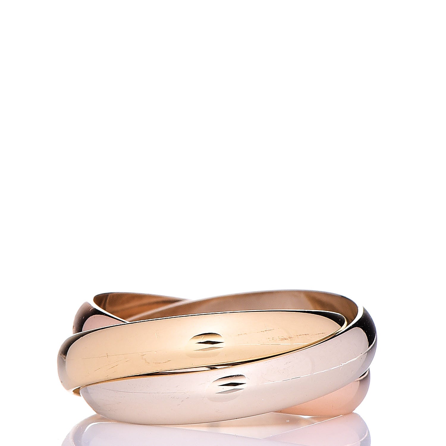 Cartier 18K Pink Yellow White Gold Classic Les Must De Trinity Ring 51 5.75 3 of 4