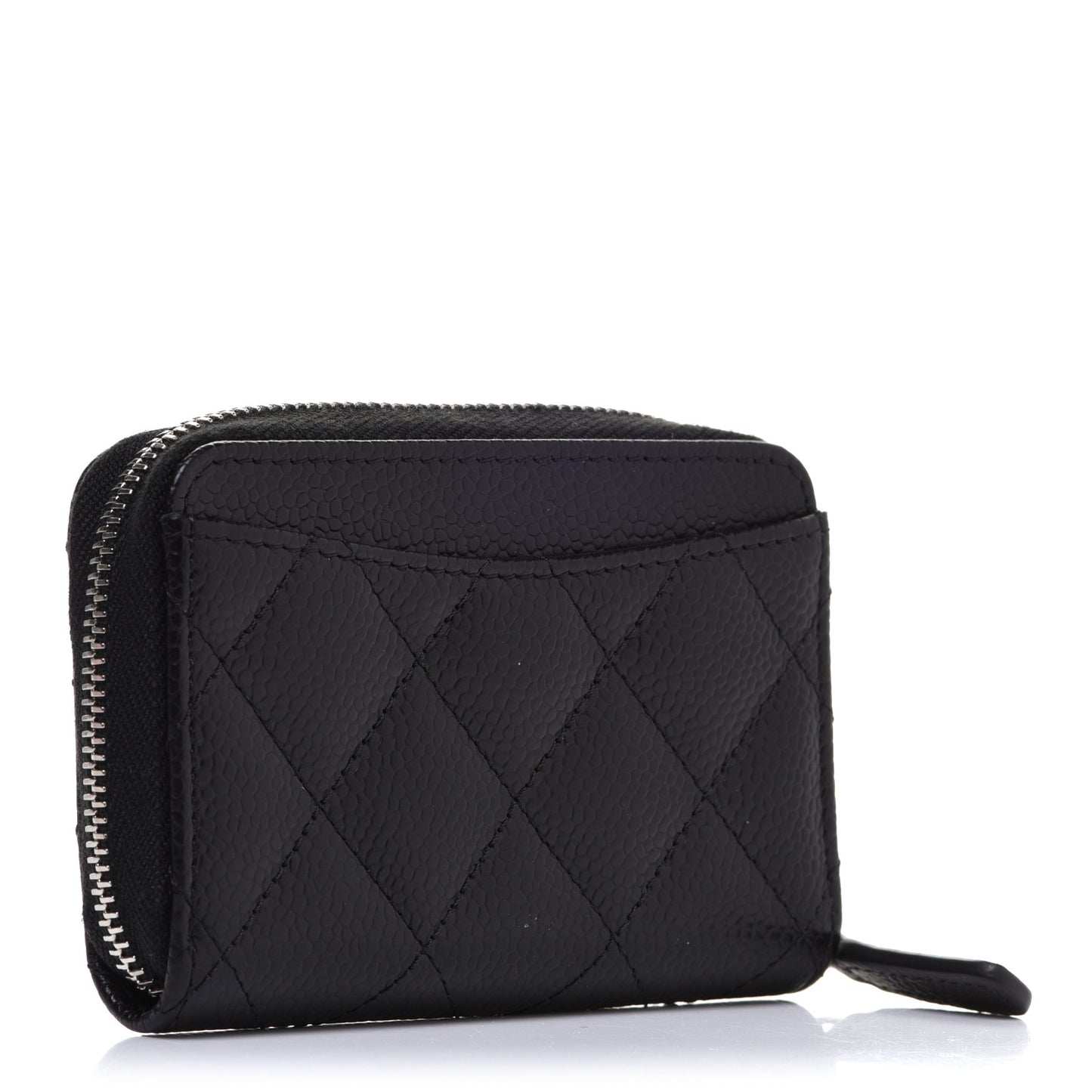 Caviar Quilted Zip Coin Purse Black