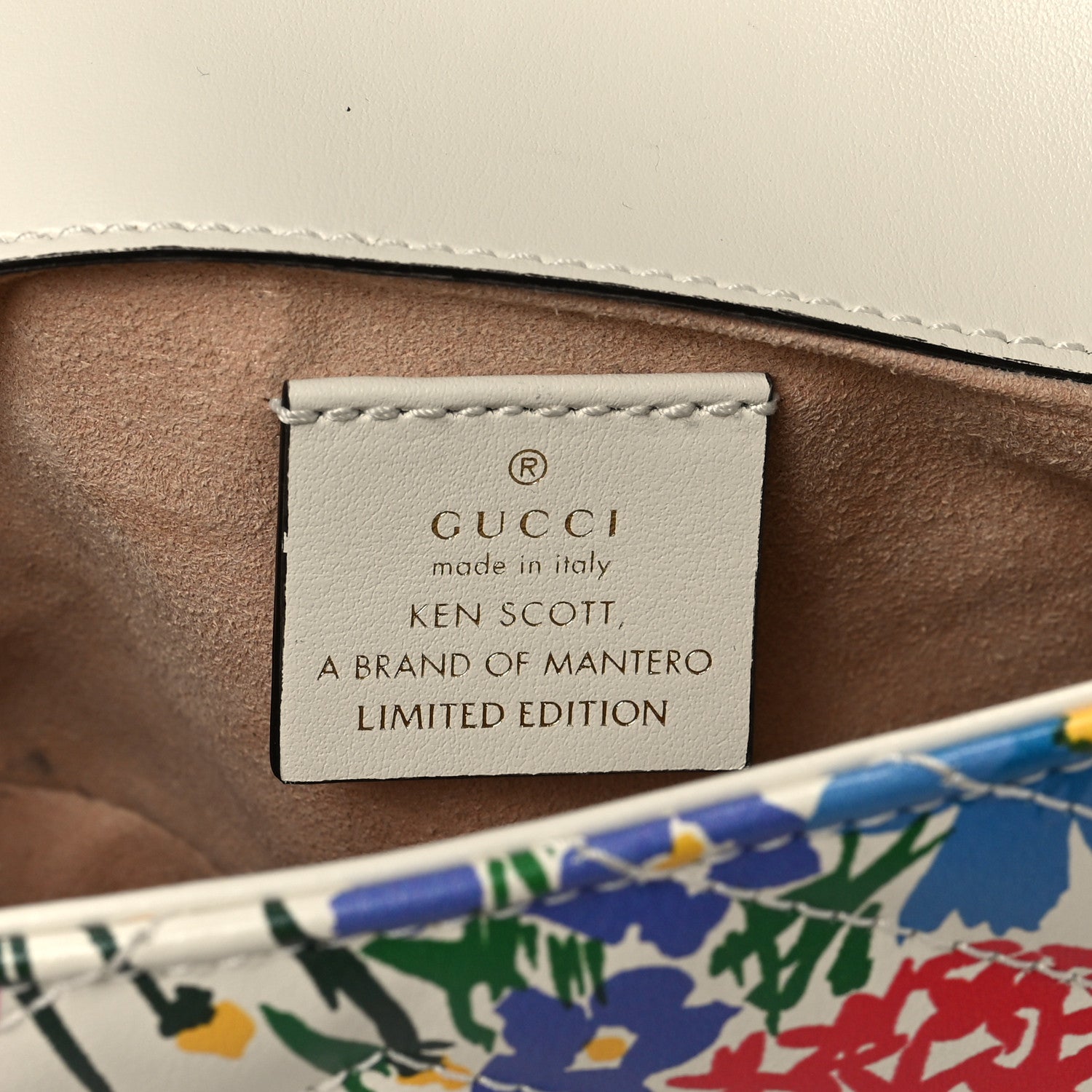 Gucci X KEN SCOTT Calfskin Matelasse Floral Print Super Mini GG Marmont Shoulder Bag Ivory Pink 6 of 8
