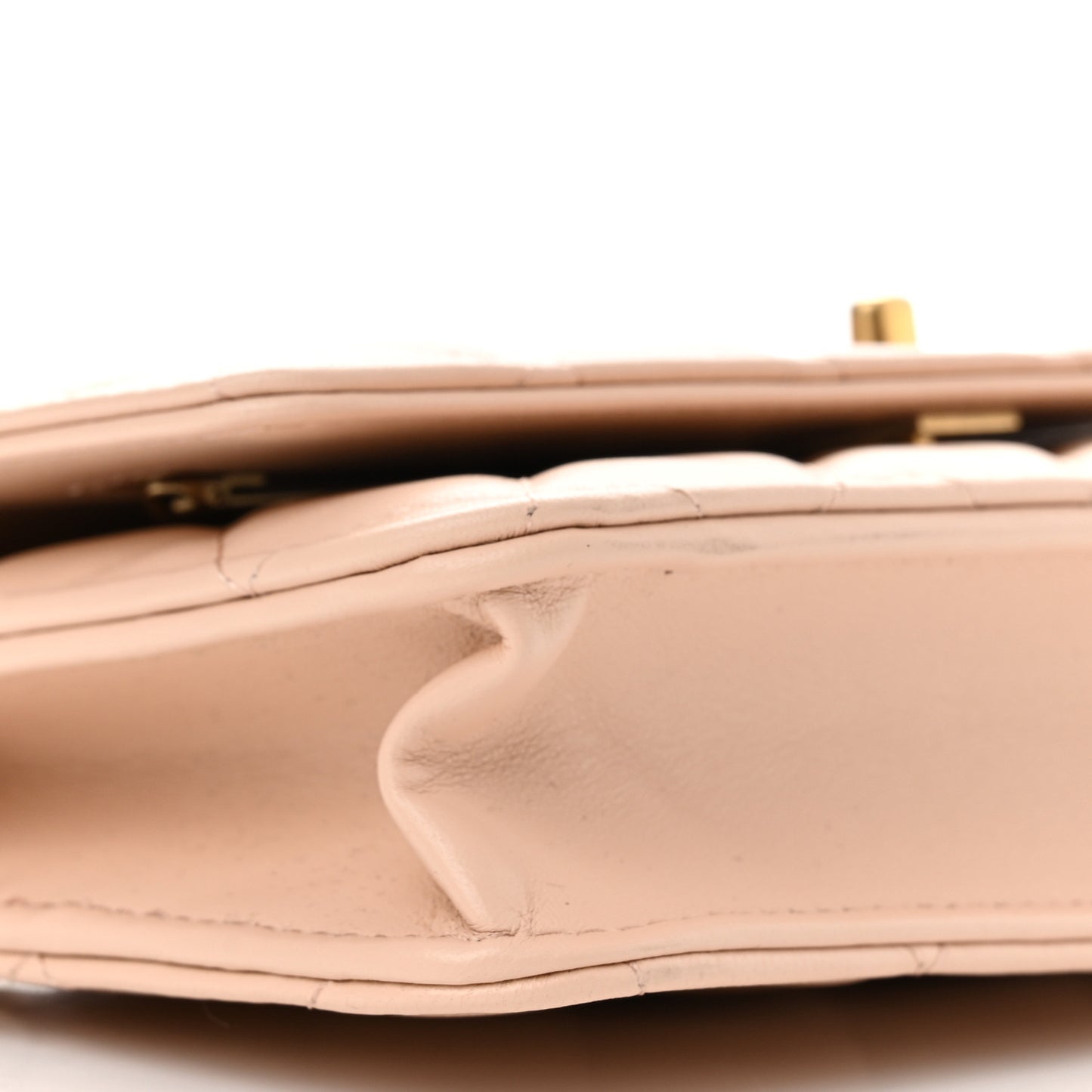 Lambskin Quilted CC Camellia Crush Wallet on Chain WOC Light Beige
