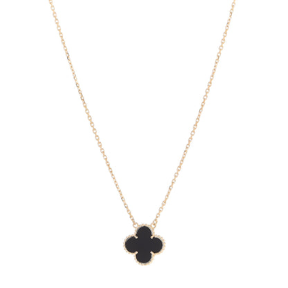 Van Cleef & Arpels 18K Yellow Gold Black Onyx Vintage Alhambra Pendant Necklace 1 of 6