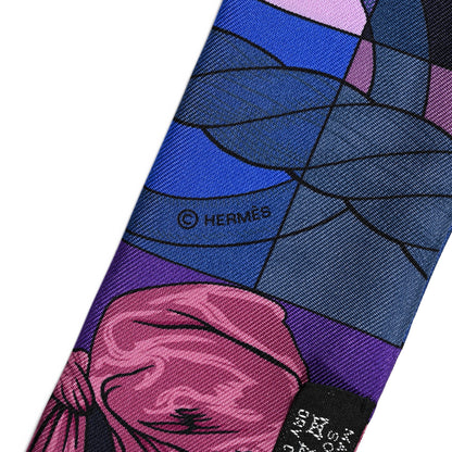 Hermes Silk Cavalleria D'Etriers Twilly Violet Bleu Rose 4 of 4